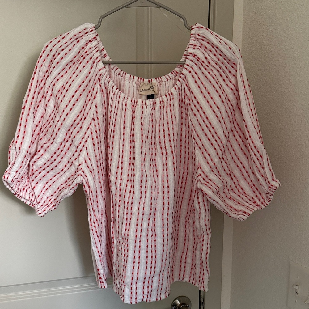 Universal Thread White and Red Striped Blouse